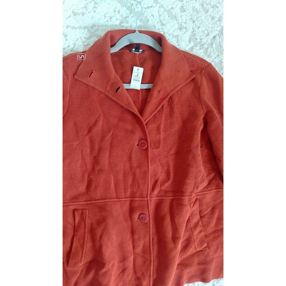 NWT Talbots Women's Cotton Rayon Blazer Cardigan Large brown red - Picture 2 of 10